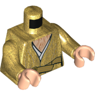 Robe de torse avec ceinture et triangle poitrine avec des rides motif imprimé (snoke), bras or nacré, mains nougat clair (Torso Robe with Belt and Triangle Chest with Wrinkles Print (Snoke), Pearl Gold Arms, Light Nougat Hands)