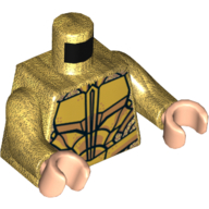 Armure de torse avec motif imprimé plaques d'or métalliques, bras or nacré, mains nougat clair (Torso Armor with Metallic Gold Plates Print, Pearl Gold Arms, Light Nougat Hands)