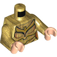 Armure de torse, en couches avec motif imprimé de garniture d'or (femme prodige), bras or nacré, mains nougat clair (Torso Armour, Layered with Gold Trim Print (Wonder Woman), Pearl Gold Arms, Light Nougat Hands)