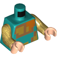 Visuel indicatif Rebrickable de Torse, or/orange/nougat Minecraft Motif imprimé pixellisé, bras or nacré, mains nougat clair (Torso, Gold/Orange/Nougat Minecraft Pixelated Print, Pearl Gold Arms, Light Nougat Hands)