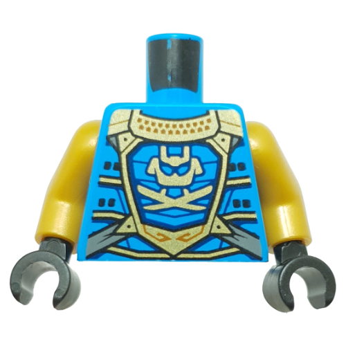 Armure de torse, Décorations en or, Motif imprimé visage, bras or nacré, mains noires (Torso Armor, Gold Decorations, Face Print, Pearl Gold Arms, Black Hands)