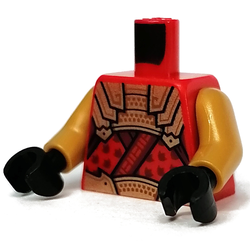 Armure de torse, ceinture d'or et pectoral sur robe motif imprimé, bras or nacré, mains noires (Torso Armor, Gold Belt and Chestplate over Robes Print, Pearl Gold Arms, Black Hands)