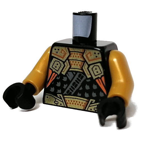Armure de torse, ceinture d'or et pectoral sur robe motif imprimé, bras or nacré, mains noires (Torso Armor, Gold Belt and Chestplate over Robes Print, Pearl Gold Arms, Black Hands)