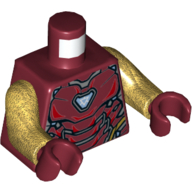 Armure de torse, motif imprimé Triangle bleu clair (Iron Man), bras or nacré, mains rouge foncé (Torso Armor, Light Blue Triangle Print (Iron Man), Pearl Gold Arms, Dark Red Hands)