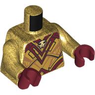 Torse, armure dorée et rouge foncé, crâne symbole motif imprimé, bras or nacré, mains rouge foncé (Torso, Gold/Dark Red Armor, Skull Symbol Print, Pearl Gold Arms, Dark Red Hands)