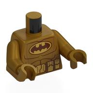 Torse, rouge foncé Batman armure motif imprimé, bras et mains or nacré (Torso, Dark Red Batman Armor Print, Pearl Gold Arms and Hands)
