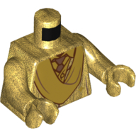 Robes de torse, col écharpe, cravate, lignes rouges foncées motif imprimé, bras et mains or nacré (Torso Robes, Sash Collar, Tie, Dark Red Lines Print, Pearl Gold Arms and Hands)