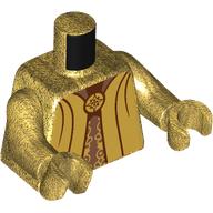 Torse, robe, métal rouge sous robe, or décorations motif imprimé, bras et mains or nacré (Torso, Robe, Metal Red Under Robe, Gold Decorations Print, Pearl Gold Arms and Hands)