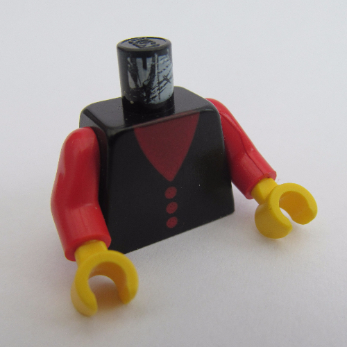 Torse, col en V avec col rouge et boutons imprimés, bras rouges, mains jaunes (Torso, V-Neck with Red Neck and Buttons Print, Red Arms, Yellow Hands)
