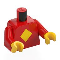 Visuel indicatif Rebrickable de Torse, Jaune Carré imprimé, bras rouges, mains jaunes (Torso, Yellow Square Print, Red Arms, Yellow Hands)
