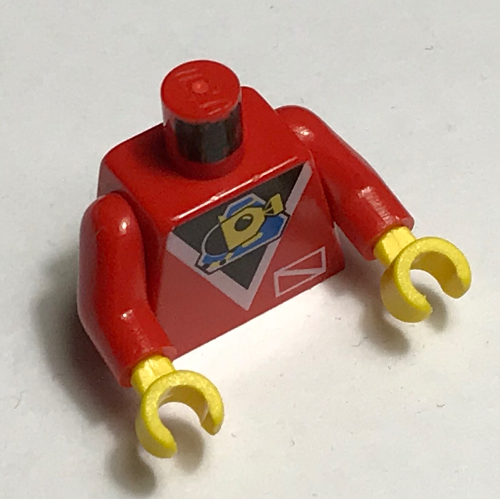 Visuel indicatif Rebrickable de Torse, divers logo sous-marin motif imprimé, bras rouges, mains jaunes (Torso, Divers Submarine Logo Print, Red Arms, Yellow Hands)