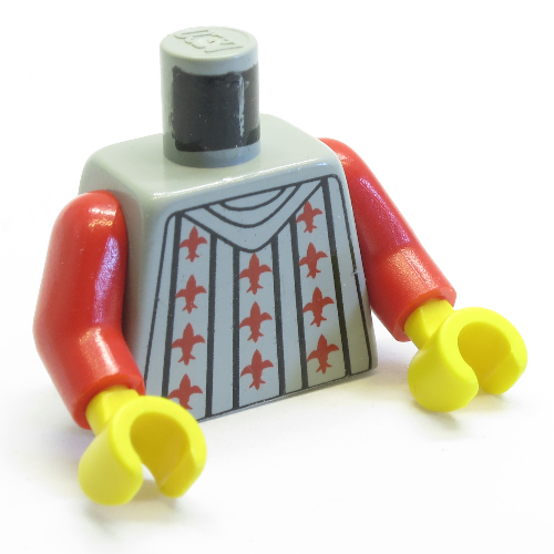 Torse, armure, effroi chevaliers fleur de lis motif imprimé, bras rouges, mains jaunes (Torso, Armor, Fright Knights Fleur de Lis Print, Red Arms, Yellow Hands)
