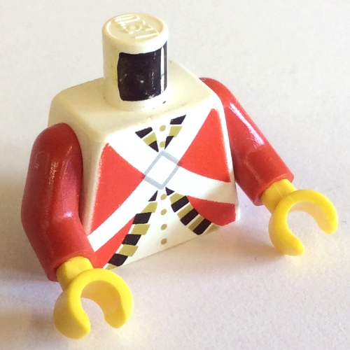 Torse, uniforme de garde impérial imprimé (rouge), bras rouges, mains jaunes (Torso, Imperial Guard Uniform Print (Red), Red Arms, Yellow Hands)