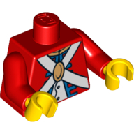 Torse, uniforme de soldat impérial avec sac à dos motif imprimé, bras rouges, mains jaunes (Torso, Imperial Soldier Uniform with Knapsack on Back Print, Red Arms, Yellow Hands)