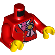 Torse, Veste, Cravate rose foncé, Rosette dorée imprimé, bras rouges, mains jaunes (Torso, Jacket, Dark Pink Cravat, Gold Rosette Print, Red Arms, Yellow Hands)