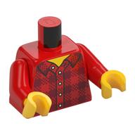 Torse, Chemise en flanelle avec boutons imprimés, bras rouges, mains jaunes (Torso, Flannel Shirt with Buttons Print, Red Arms, Yellow Hands)