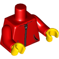 Visuel indicatif Rebrickable de Torse, veste à capuche avec 2 poches et motif imprimé zippé argent, bras rouges, mains jaunes (Torso, Hoodie Jacket with 2 Pockets and Silver Zipper Print, Red Arms, Yellow Hands)
