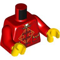 Torse, Tunique chinoise, Boutons rouge foncé, Motif imprimé poches, bras rouges, mains jaunes (Torso, Chinese Tunic, Dark Red Buttons, Pockets Print, Red Arms, Yellow Hands)