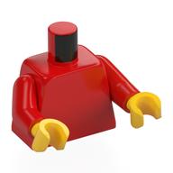 Visuel indicatif Rebrickable de Torse, robe traditionnelle chinoise avec fleurs blanches, ceinture blanche / 'I heart LEGO STORE 2021' Motif imprimé à l'arrière, bras rouges, mains jaunes (Torso, Traditional Chinese Robe with White Flowers, White Sash / 'I heart LEGO STORE 2021' Back Print, Red Arms, Yellow Hands)