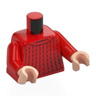 Visuel indicatif Rebrickable de Torse, Pull en tricot imprimé, bras rouges, mains nougat clair (Torso, Knitted Sweater Print, Red Arms, Light Nougat Hands)