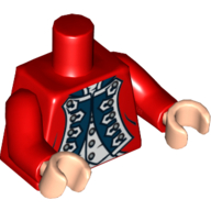 Visuel indicatif Rebrickable de Torse, motif imprimé uniforme du roi George, bras rouges, mains nougat clair (Torso, King George's Officer Uniform Print, Red Arms, Light Nougat Hands)