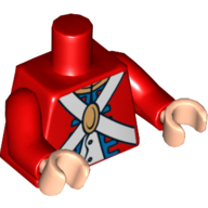 Torse, Uniforme de soldat impérial avec sac à dos motif imprimé, bras rouges, mains nougat clair (Torso, Imperial Soldier Uniform with Knapsack on Back Print, Red Arms, Light Nougat Hands)
