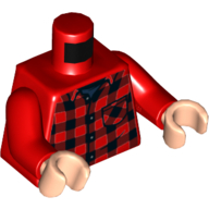 Visuel indicatif Rebrickable de Torse, chemise, plaid, bleu foncé sous-chemise motif imprimé, bras rouges, mains nougat clair (Torso, Shirt, Plaid, Dark Blue Undershirt Print, Red Arms, Light Nougat Hands)