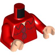 Visuel indicatif Rebrickable de Torse, Chemise, Lunettes de soleil imprimé, bras rouges, mains nougat clair (Torso, Shirt, Sunglasses Print, Red Arms, Light Nougat Hands)