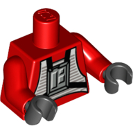 Visuel indicatif Rebrickable de Torse, costume de pilote rebelle imprimé, bras rouges, mains noires (Torso, Rebel Pilot Flight Suit Print, Red Arms, Black Hands)