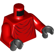 Torse, robe avec des lignes de pli rouge foncé motif imprimé (garde royale), bras rouges, mains noires (Torso, Robe with Dark Red Crease Lines Print (Royal Guard), Red Arms, Black Hands)