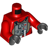 Torse, pilote rebelle b-aile avec motif imprimé costume de vol, bras rouges, mains noires (Torso, Rebel B-wing Pilot with Flight Suit Print, Red Arms, Black Hands)