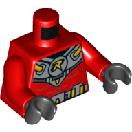 Visuel indicatif Rebrickable de Costume de plongée torse, armure, argent et or avec logo 'R' imprimé (Robin), bras rouges, mains noires (Torso, Armor, Silver and Gold Diving Suit with 'R' Logo Print (Robin), Red Arms, Black Hands)