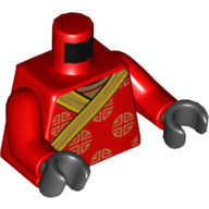 Visuel indicatif Rebrickable de Torse, robe, ornements et garniture motif imprimé, bras rouges, mains noires (Torso, Robe, Gold Decorations and Trim Print, Red Arms, Black Hands)