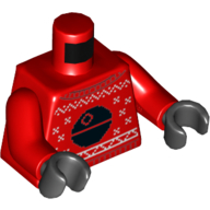 Visuel indicatif Rebrickable de Torse, chandail avec étoile de la mort (chandail de Noël laid) motif imprimé, bras rouges, mains noires (Torso, Sweater with Death Star (Ugly Christmas Sweater) Print, Red Arms, Black Hands)
