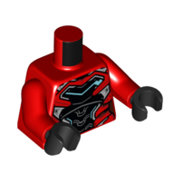 Torse, Noir/Gris clair Ironheart MK II imprimé, bras rouges, mains noires (Torso, Black/Light Bluish Grey Ironheart MK II Print, Red Arms, Black Hands)