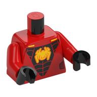 Visuel indicatif Rebrickable de Torse, Noir Muscles, Jaune Spider-Man Logo imprimé, bras rouges, mains noires (Torso, Black Muscles, Yellow Spider-Man Logo Print, Red Arms, Black Hands)