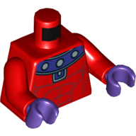 Muscles du torse avec motif imprimé col violet foncé et argent, bras rouges, mains pourpre foncé (Torso Muscles with Dark Purple and Silver Collar Print, Red Arms, Dark Purple Hands)