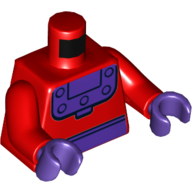 Corps torse, plastron violet foncé et motif imprimé ceinture (Magneto), bras rouges, mains pourpre foncé (Torso Bodysuit, Dark Purple Breastplate and Belt Print (Magneto), Red Arms, Dark Purple Hands)