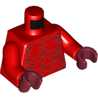 Torse poitrine nue avec des muscles et des taches rouges foncés motif imprimé, bras rouges, mains rouge foncé (Torso Bare Chest with Muscles and Dark Red Spots Print, Red Arms, Dark Red Hands)