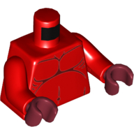 Torse nu poitrine avec des lignes rouges foncés motif imprimé, bras rouges, mains rouge foncé (Torso Bare Chest with Dark Red Lines Print, Red Arms, Dark Red Hands)