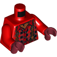 Chemise à carreaux torse avec bretelles marron motif imprimé, bras rouges, mains rouge foncé (Torso Plaid Shirt with Brown Suspenders Print, Red Arms, Dark Red Hands)