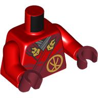 Torse, robe, bordure rouge foncé, or décorations motif imprimé, bras rouges, mains rouge foncé (Torso, Robe, Dark Red Trim, Gold Decorations Print, Red Arms, Dark Red Hands)