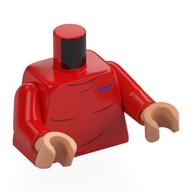 Visuel indicatif Rebrickable de Torse, pull, plis, violet foncé Logo imprimé, bras rouges, mains nougat (Torso, Sweater, Creases, Dark Purple Logo Print, Red Arms, Nougat Hands)