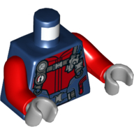 Combinaison avec Jauge, Motif imprimé bretelles, bras rouges, mains gris bleuté clair (Torso Wetsuit with Gauge, Straps Print, Red Arms, Light Bluish Gray Hands)