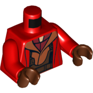 Veste torse avec harnais rouge sable motif imprimé (Naboo fighter), bras rouges, mains brun rougeâtre (Torso Jacket with Sand Red Harness Print (Naboo Fighter), Red Arms, Reddish Brown Hands)