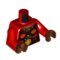 Torse, décorations tribales en brun foncé et beige, motif imprimé perles, bras rouges, mains brun rougeâtre (Torso, Tribal Decorations in Dark Brown and Tan, Beads Print, Red Arms, Reddish Brown Hands)