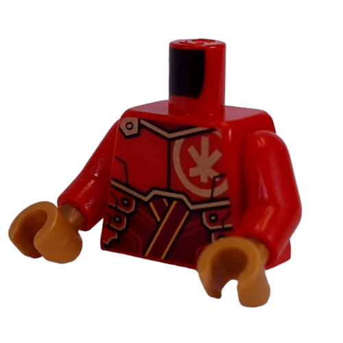 Torse, or asiatique symbole, or/rouge foncé Armure motif imprimé, bras rouges, mains or nacré (Torso, Gold Asian Symbol, Gold/Dark Red Armor Print, Red Arms, Pearl Gold Hands)