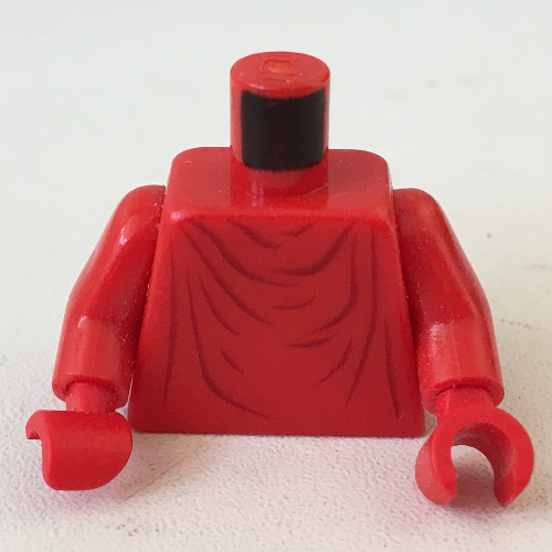 Visuel indicatif Rebrickable de Robe de torse avec des lignes de pli rouge foncé motif imprimé (garde royale), bras et mains rouges (Torso Robe with Dark Red Crease Lines Print (Royal Guard), Red Arms and Hands)
