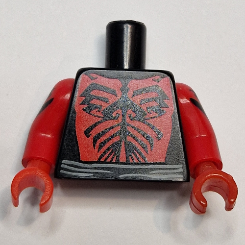 Visuel indicatif Rebrickable de Torse poitrine nue avec motif imprimé Marquage rouge et noir (Dark Maul), bras et mains rouges avec motif imprimé Marquage noir (Torso Bare Chest with Red and Black Marking Print (Darth Maul), Red Arms and Hands with Black Marking Print)
