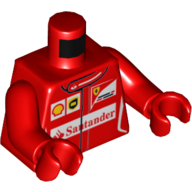 Veste de course de torse avec des détails blancs, coquillage et santander logo motif imprimé, bras et mains rouges (Torso Racing Jacket with White Detailing, Shell and Santander Logo Print, Red Arms and Hands)